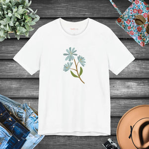 Unisex Blue Flower Jersey Short Sleeve Tee - Dipaliz - T-shirts