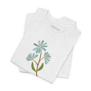 Unisex Blue Flower Jersey Short Sleeve Tee - Dipaliz - T-shirts