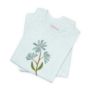Unisex Blue Flower Jersey Short Sleeve Tee - Dipaliz - T-shirts