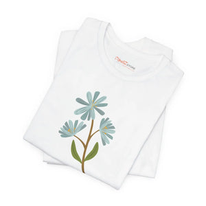 Unisex Blue Flower Jersey Short Sleeve Tee - Dipaliz - T-shirts