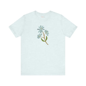 Unisex Blue Flower Jersey Short Sleeve Tee - Dipaliz - T-shirts