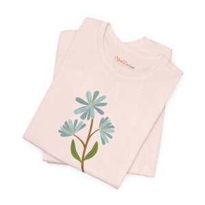 Unisex Blue Flower Jersey Short Sleeve Tee - Dipaliz - T-shirts