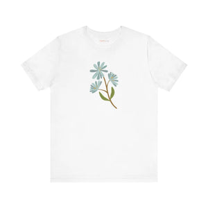 Unisex Blue Flower Jersey Short Sleeve Tee - Dipaliz - T-shirts