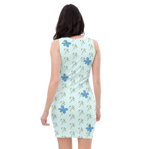 Blue Flowers Bodycon Dress - Stunning Figure Fit - Dipaliz - Dresses