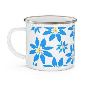 Blue Floral Enamel Camping Mug - 12oz Stainless Steel - Dipaliz - Mugs