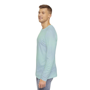 Cozy Long Sleeve Blue Green Stripes Tee - Brushed Poly - Dipaliz - T-shirts
