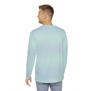 Cozy Long Sleeve Blue Green Stripes Tee - Brushed Poly - Dipaliz - T-shirts
