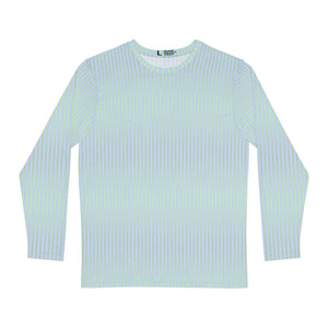 Cozy Long Sleeve Blue Green Stripes Tee - Brushed Poly - Dipaliz - T-shirts