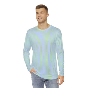 Cozy Long Sleeve Blue Green Stripes Tee - Brushed Poly - Dipaliz - T-shirts