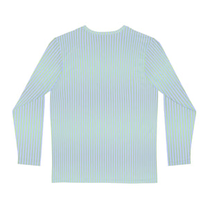 Cozy Long Sleeve Blue Green Stripes Tee - Brushed Poly - Dipaliz - T-shirts