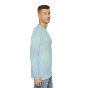Cozy Long Sleeve Blue Green Stripes Tee - Brushed Poly - Dipaliz - T-shirts