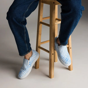 Electric Blue Pattern Canvas Shoes - Men’s Slip - Dipaliz - Sneakers