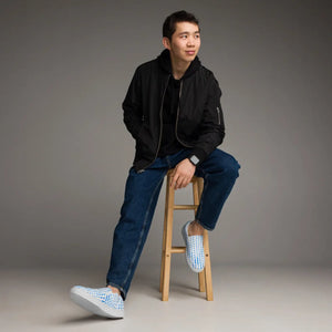 Electric Blue Pattern Canvas Shoes - Men’s Slip - Dipaliz - Sneakers