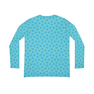 Sky Blue Hexagon Pattern Women’s Long Sleeve V-neck Shirt (aop) - T-shirts
