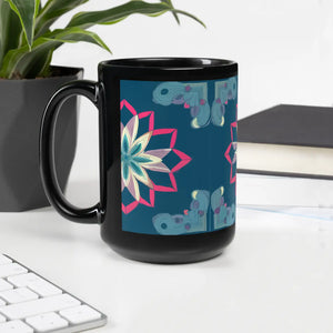 Pink Geometric Black Glossy Mug - Ceramic Drinkware - Dipaliz - Mugs