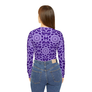 Purple Floral Medallion Pattern Women’s Long Sleeve V-neck Shirt (aop) - T-shirts