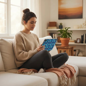 Dipaliz Blue Retro Circles Tablet Folio Vegan Leather - Computer Accessories