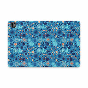 Dipaliz Blue Retro Circles Tablet Folio Vegan Leather - Computer Accessories