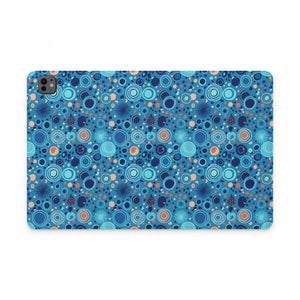 Dipaliz Blue Retro Circles Tablet Folio Vegan Leather - Computer Accessories