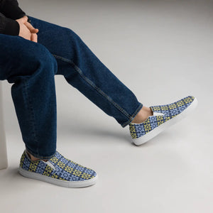 Bold Yellow Pattern Canvas Shoes - Men’s Slip - Dipaliz - Sneakers