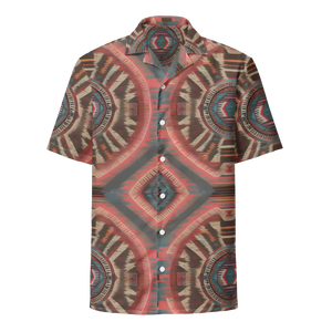Boho Geometric Unisex Button Shirt - Recycled Polyester - Dipaliz - Shirts