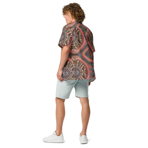 Boho Geometric Unisex Button Shirt - Recycled Polyester - Dipaliz - Shirts
