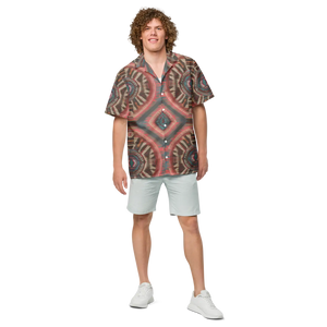 Boho Geometric Unisex Button Shirt - Recycled Polyester - Dipaliz - Shirts