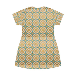 Dipaliz Boho Tile Print T-shirt Dress Retro Geometric Summer - Dresses