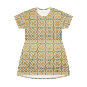 Dipaliz Boho Tile Print T-shirt Dress Retro Geometric Summer - Dresses