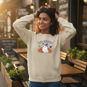 Dipaliz Boo Season Ghost Crewneck Sweatshirt Cotton Blend - Sweatshirts - m