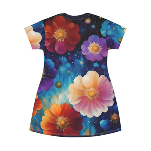 Floral Shirt Dress – Bright Colorful Flowers - Dipaliz - Dresses - Xs