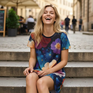 Floral Shirt Dress – Bright Colorful Flowers - Dipaliz - Dresses - Xs