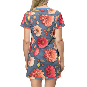 Floral Shirt Dress – Bright Colorful Flowers - Dipaliz - Dresses - Xs