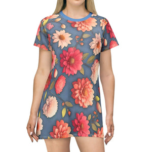Floral Shirt Dress – Bright Colorful Flowers - Dipaliz - Dresses - Xs