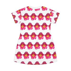 Floral Shirt Dress – Bright Pink Flowers Cotton - Dipaliz - Dresses - Xs