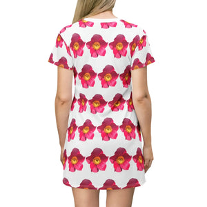 Floral Shirt Dress – Bright Pink Flowers Cotton - Dipaliz - Dresses - Xs