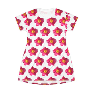 Floral Shirt Dress – Bright Pink Flowers Cotton - Dipaliz - Dresses - Xs