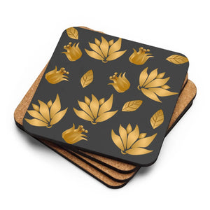 Brown Flowers Hardboard Coasters – Heat Resistant - Dipaliz