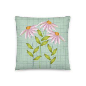 Pink Flowers Basic Pillow – Machine Washable Case - Dipaliz - Throw Pillows