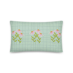 Pink Flowers Basic Pillow – Machine Washable Case - Dipaliz - Throw Pillows