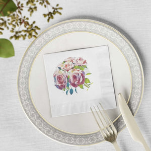 White Coined Napkins – 3 Ply Rose Paper - Dipaliz