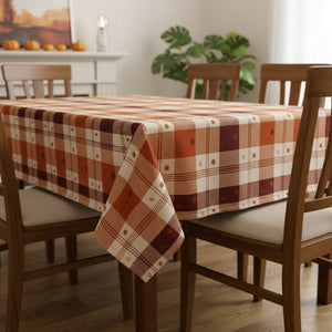Dipaliz Burgundy Plaid Cotton Twill Tablecloth Autumn - Tablecloths