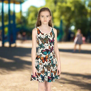 Girls Sleeveless Sundress Butterflies Pattern Summer Style - Dipaliz - Dresses