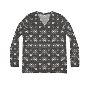 Dark Butterfly Women’s Long Sleeve V-neck Shirt (aop) - T-shirts