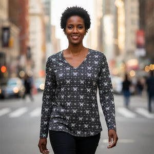 Dark Butterfly Women’s Long Sleeve V-neck Shirt (aop) - T-shirts
