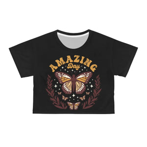 Vibrant Butterfly Crop Tee Amazing Day Polyester - Dipaliz - T-shirts