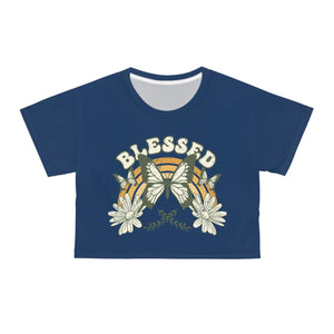 Vibrant Blessed Crop Tee - Butterfly Cotton Top - Dipaliz - T-shirts