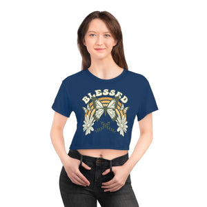 Vibrant Blessed Crop Tee - Butterfly Cotton Top - Dipaliz - T-shirts