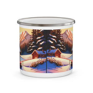 Rugged Enamel Camping Mug - Cabin in the Wilderness - Dipaliz - Mugs