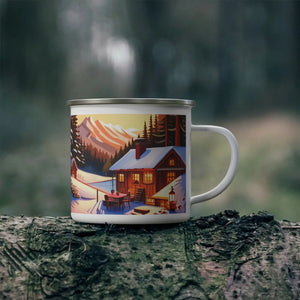 Rugged Enamel Camping Mug - Cabin in the Wilderness - Dipaliz - Mugs